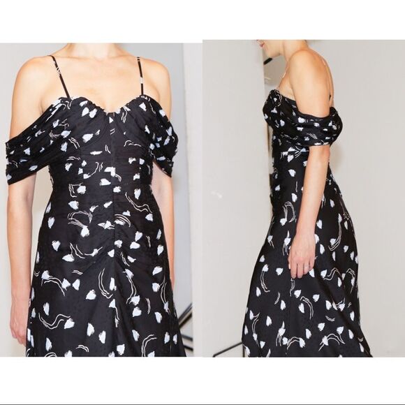 Self-Portrait Abstract Geo Print Off Shoulder Dress - Picture 6 of 12